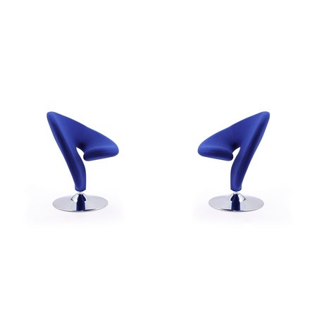 MANHATTAN COMFORT Curl Swivel Accent Chair in Blue and Polished Chrome (Set of 2) 2-AC040-BL